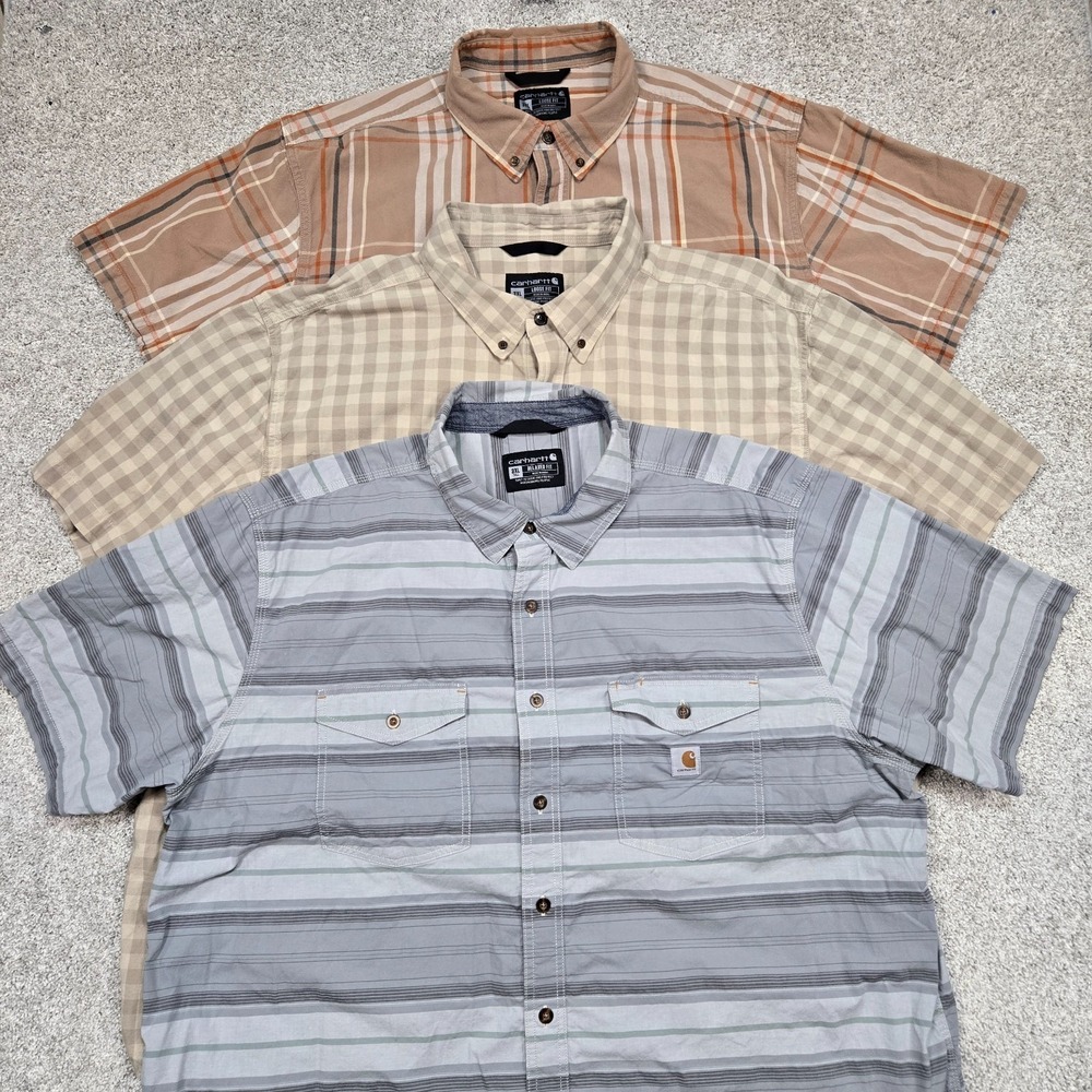 Carhartt Button Down Shirts Men's 3XLT Tall Relaxed Fit S/S Lot of 3 *Flaws*